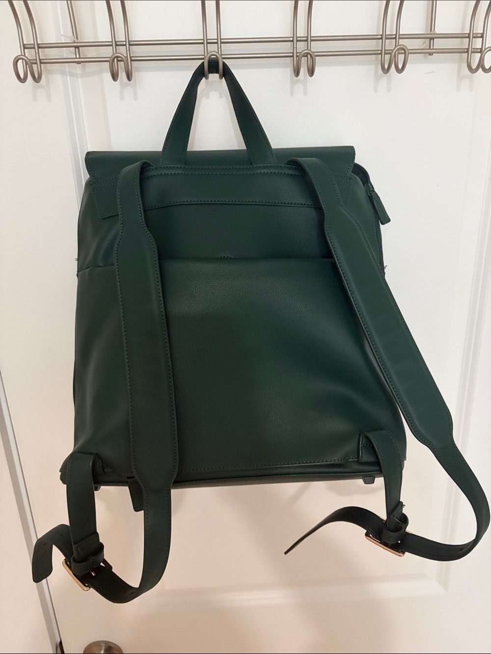 BEIS Dark Green Leather Backpack - Picture 2 of 4